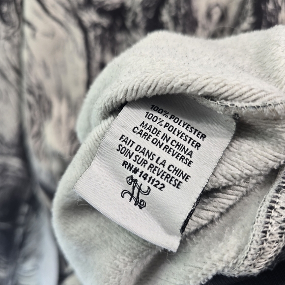 Double Needle Sweatshirt Mens Large Vintage Y2K Black Crew Pullover Abstract - Picture 10 of 12